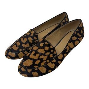 Talbots Leopard Print Leather Slip-On Loafers Brown Black Round Toe Size 7M